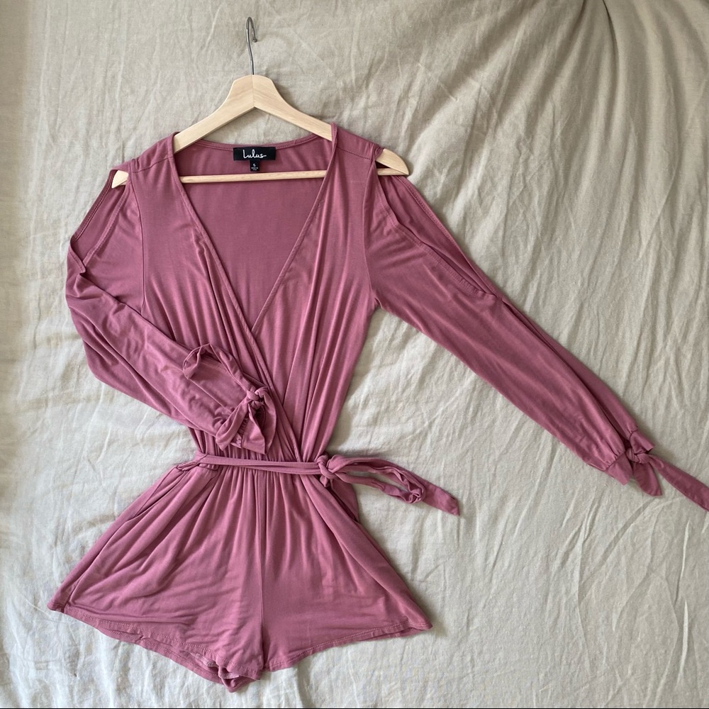 Lulu’s Long Sleeve Romper Dusty Pink Mauve